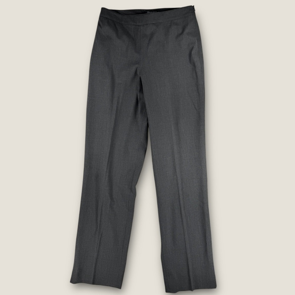 Lafayette 148 New York Pants 6 Gray Wool Stretch High Rise Straight Ankle Neiman